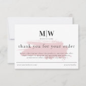 Carte De Remerciements Fiche d'information sur le monogramme rose pour l' (Devant)