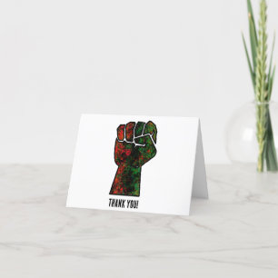 Carte De Remerciements fierté noire drapeau rouge vert poing panafricain