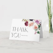 Carte De Remerciements Figes d'aquarelle botanique et fleurs bordeaux (Devant)