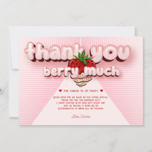 Carte De Remerciements Fille à la fraise rose Photo d'anniversaire Berry