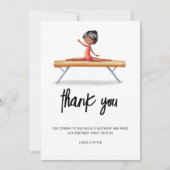 Carte De Remerciements Fille Afro-Américaine de Gymnastique d'Anniversair (Devant)