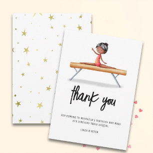 Carte De Remerciements Fille Afro-Américaine Gymnastique Anniversaire