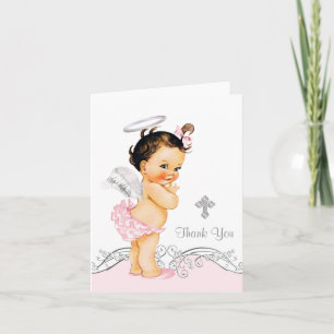 Carte De Remerciements Fille Ange Rose Baptême Remerciement