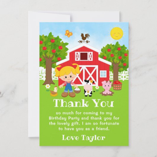 Carte De Remerciements Fille aux cheveux blonds pour anniversaire à la fe (Devant)