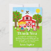 Carte De Remerciements Fille aux cheveux blonds pour anniversaire rouge f (Devant)