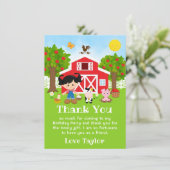 Carte De Remerciements Fille aux cheveux noirs pour anniversaire rouge fe (Debout devant)