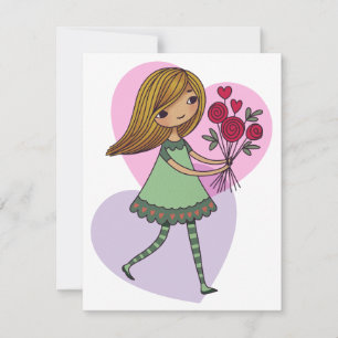 Carte De Remerciements Fille aux fleurs