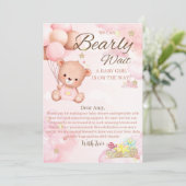 Carte De Remerciements Fille Baby shower ours (Debout devant)
