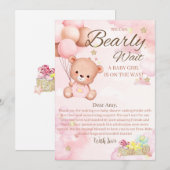 Carte De Remerciements Fille Baby shower ours (Devant / Derrière)