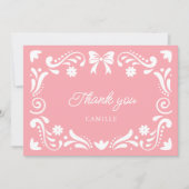 Carte De Remerciements Fille Cielito Lindo Rose Fête Prénatale (Devant)