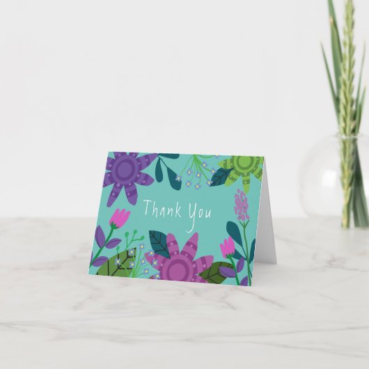 Carte De Remerciements Fille colorée Floral (Devant)