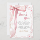 Carte De Remerciements Fille d'anniversaire de la Bow rose (Devant)