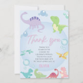 Carte De Remerciements fille d'anniversaire fête dinosaure piscine (Devant)