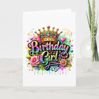 Carte De Remerciements Fille d'anniversaire royale colorée