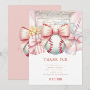 Carte De Remerciements Fille de baseball personnalisée pour anniversaire