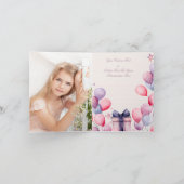 Carte De Remerciements Fille de fête d'anniversaire Rainbow Balloons Unic (Intérieur)
