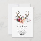 Carte De Remerciements fille de fleurs boho antler (Devant)