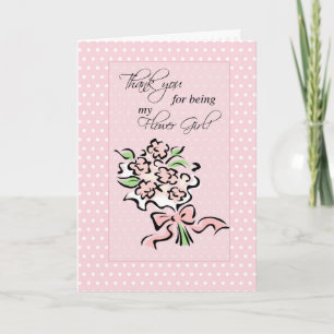 Carte De Remerciements Fille de fleurs Merci, points roses et fleurs