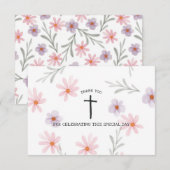 Carte De Remerciements Fille de la première communion florale (Devant / Derrière)