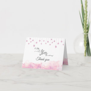 Carte De Remerciements Fille de l'étoile brillante petite étoile rose Bab