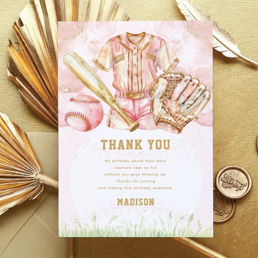 Carte De Remerciements Fille de luxe de baseball sur mesure Anniversaire
