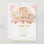 Carte De Remerciements Fille de luxe de baseball sur mesure Anniversaire (Devant)