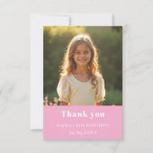 Carte De Remerciements Fille de photo rose d'anniversaire (Devant)