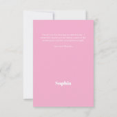 Carte De Remerciements Fille de photo rose d'anniversaire (Dos)