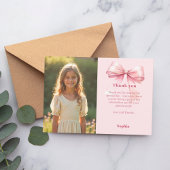 Carte De Remerciements Fille de photo rose d'anniversaire noeud