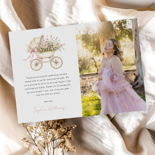 Carte De Remerciements Fille de voiture d'enfant florale pastel photo de