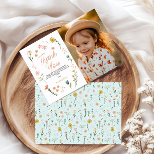 Carte De Remerciements Fille Deux Anniversaire Photo de Fleur Sauvage Boh