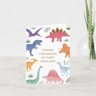 Carte De Remerciements Fille Dinosaur fête d'anniversaire