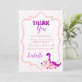 Carte De Remerciements Fille Dinosaur rose Anniversaire (Debout devant)