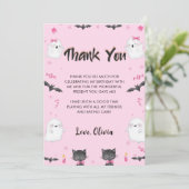 Carte De Remerciements Fille éffrayante Halloween fête d'anniversaire (Debout devant)