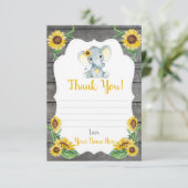 Carte de remerciements Fille Eléphant Douche, Fleu (Debout devant)