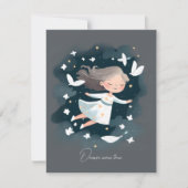 Carte De Remerciements Fille en robe blanche éthérée Colombe paisible (Devant)