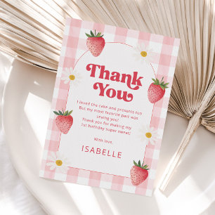 Carte De Remerciements Fille fraise Berry 1er anniversaire fête
