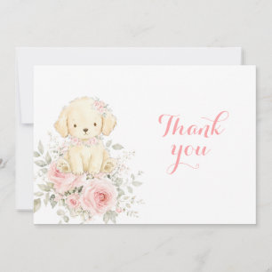 Carte De Remerciements Fille Golden Retriever Baby Shower Floral Chiot