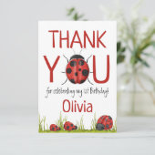 Carte De Remerciements Fille Ladybug 1ère fête d'anniversaire (Debout devant)