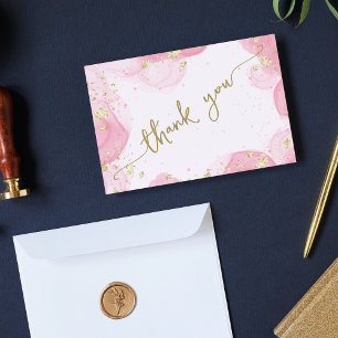 Carte De Remerciements Fille moderne Abstrait encre rose Faux Parties sci