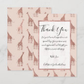 Carte De Remerciements Fille moderne Rose Or Blush Giraffes rose (Devant / Derrière)