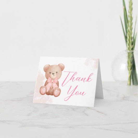 Carte De Remerciements Fille on peut attendre Baby shower (Devant)