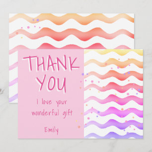 Carte De Remerciements Fille Pink Wave Anniversaire 