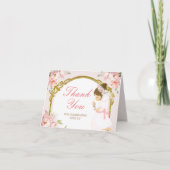 Carte De Remerciements Fille priant l'or première sainte communion replié (Devant)