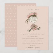 Carte De Remerciements Fille Rose Blush Petit Marin Thème Marin Bébé (Devant / Derrière)