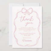 Carte De Remerciements Fille rose Bow à main moderne Anniversaire (Devant)