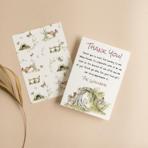 Carte De Remerciements Fille Rose de la Forêt Sauvage Cute Baby Shower
