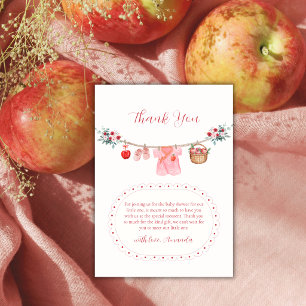 Carte De Remerciements Fille Rose Fleur Pomme Lingerie Bébé Shower