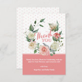 Carte De Remerciements Fille rose florale Baby shower d'anniversaire (Devant / Derrière)