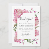 Carte De Remerciements Fille rose florale fête d'anniversaire (Devant)